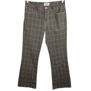 FRAME Women's Le Crop Mini Boot Pants Window Pane Plaid Gray Jeans Size 27